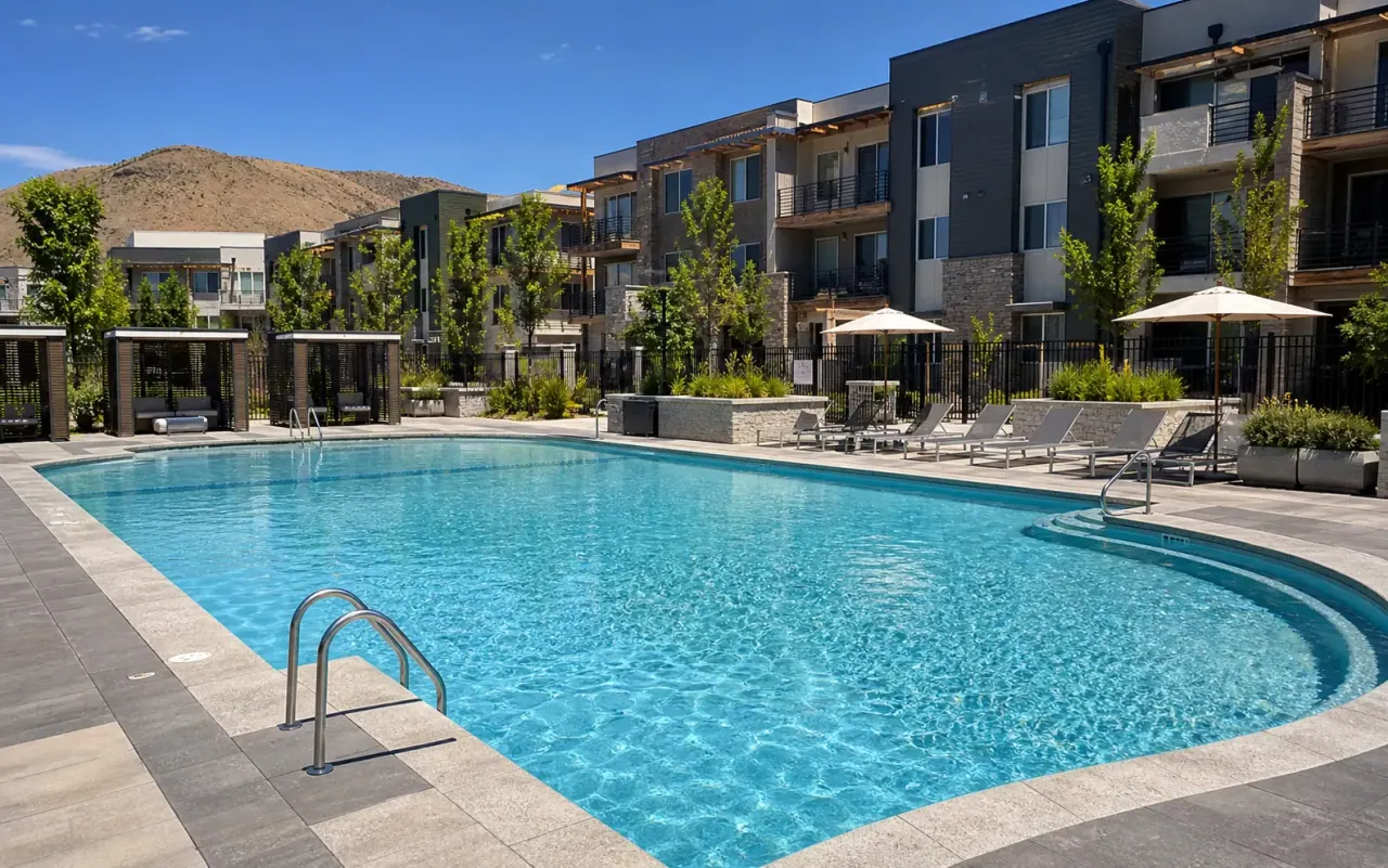 Illustration of a clean shared-use swimming pool